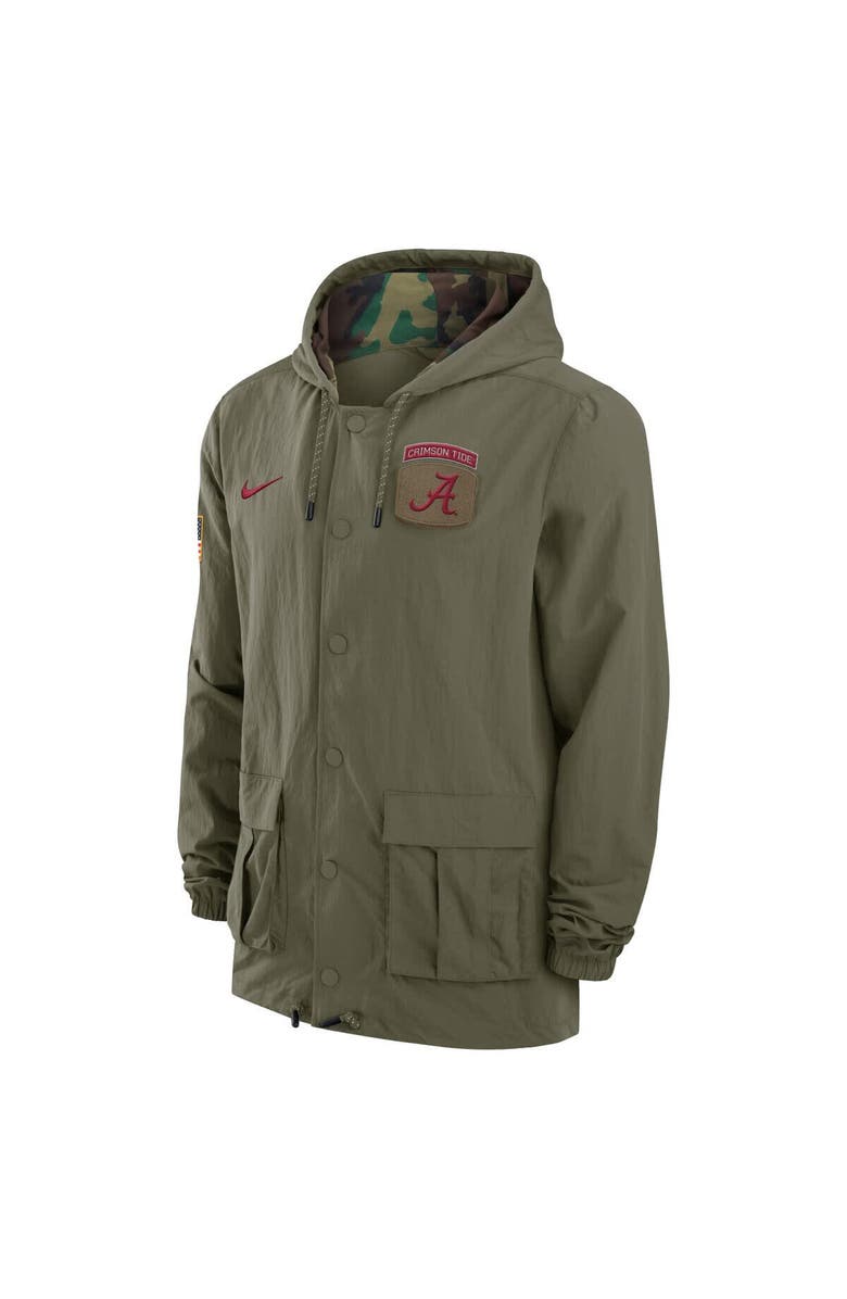 Nike Men's Nike Olive Alabama Crimson Tide 2024 Military Appreciation Full-Snap Hoodie Military Jacket, Alternate, color, Olive