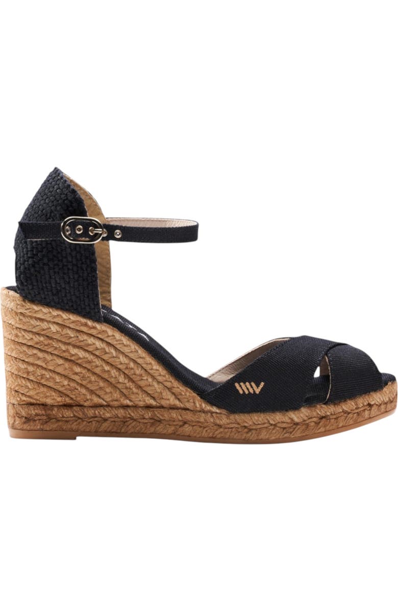 VISCATA Aiguablava Canvas Espadrille Sandal Wedges, Main, color, Black