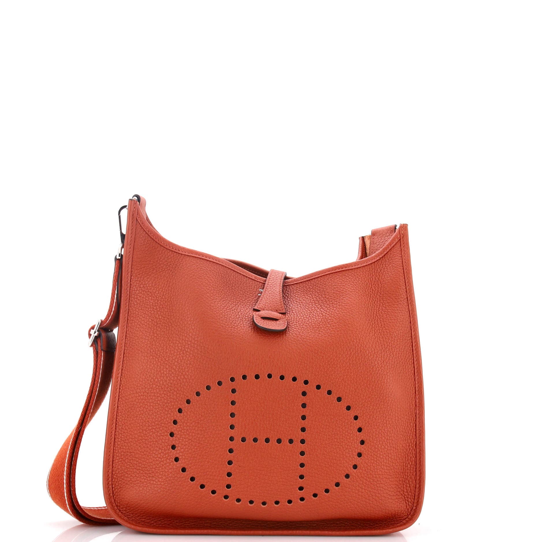 Pre-Owned Hermes Evelyne Bag Gen III Clemence PM, Main, color, Brique