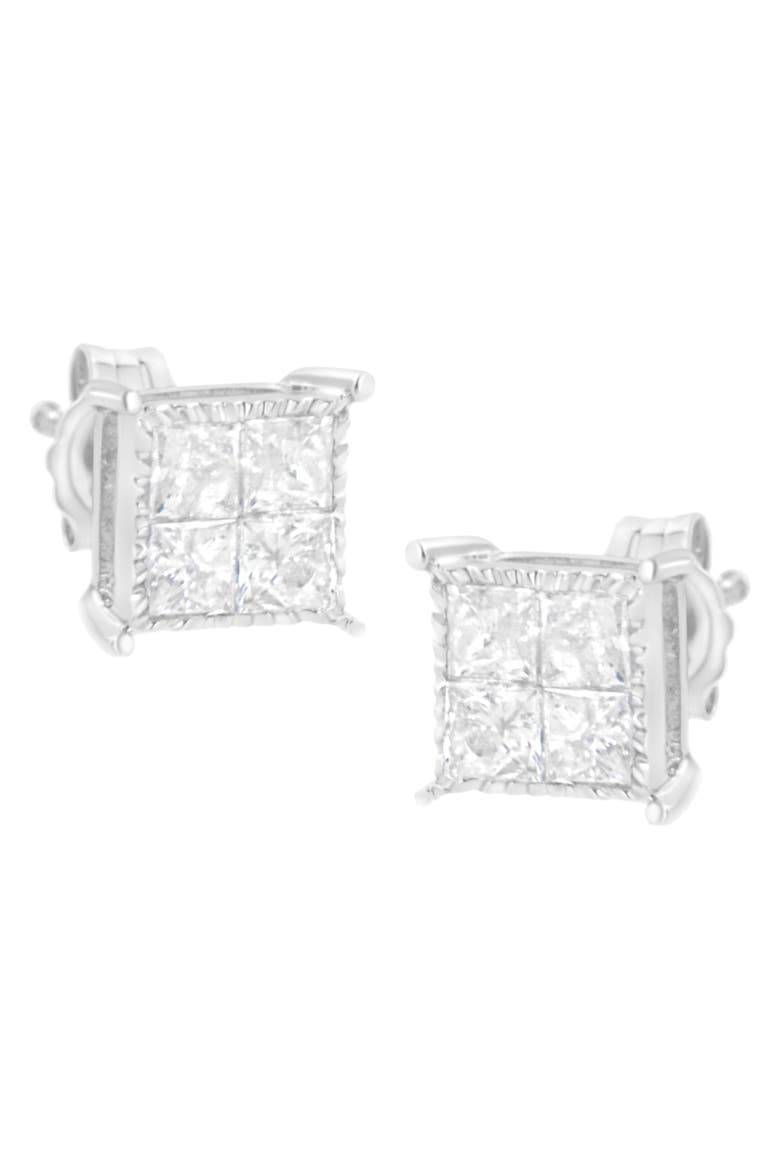Silver 3/4 Ct Composite Diamond Stud Earrings, Alternate, color, White