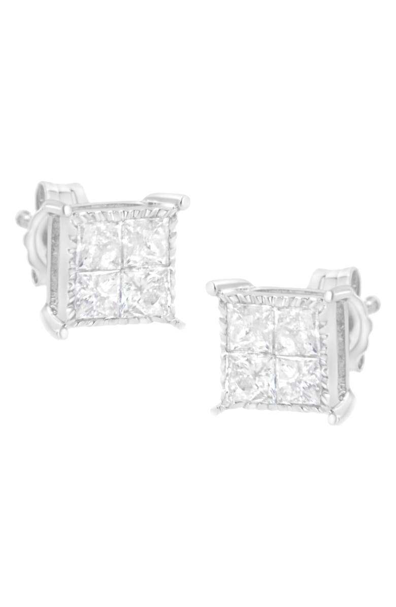 Haus of Brilliance Silver 3/4 Ct Composite Diamond Stud Earrings, Alternate, color, White