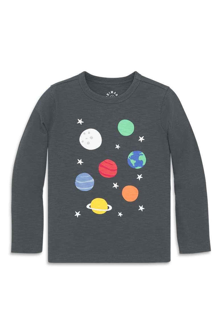 Kids Long Sleeve Solar System Tee, Main, color, Asphalt Planet
