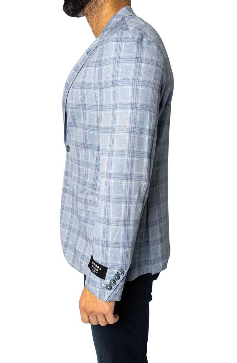 Maceoo Descartes Unconstructed Plaid Brooksy Artic Blue Blazer, Alternate, color, Blue