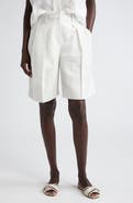Brunello Cucinelli Pleated Cotton & Linen Bermuda Shorts