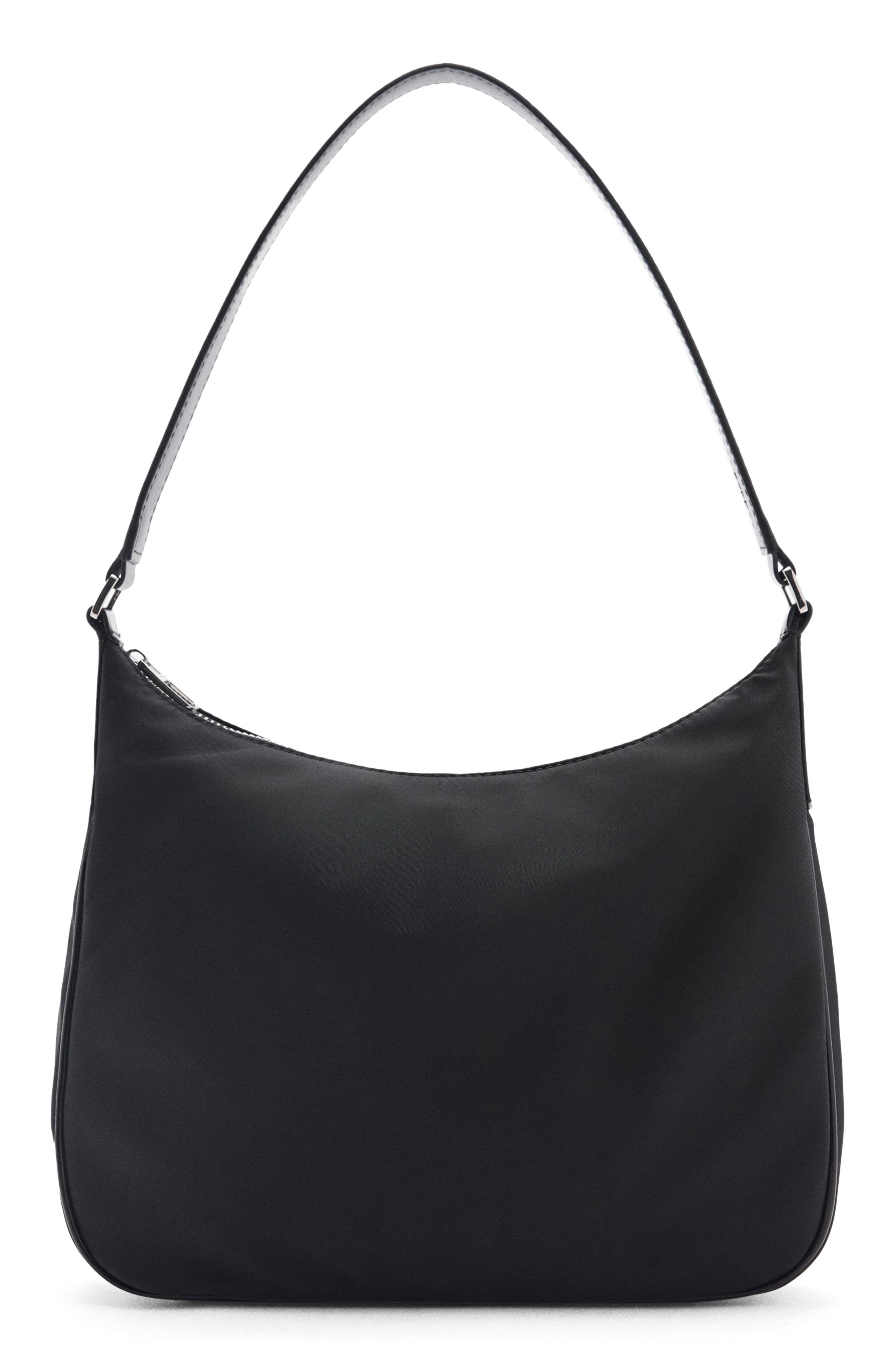 MANGO Medium Nylon Shoulder Bag, Main, color, Black