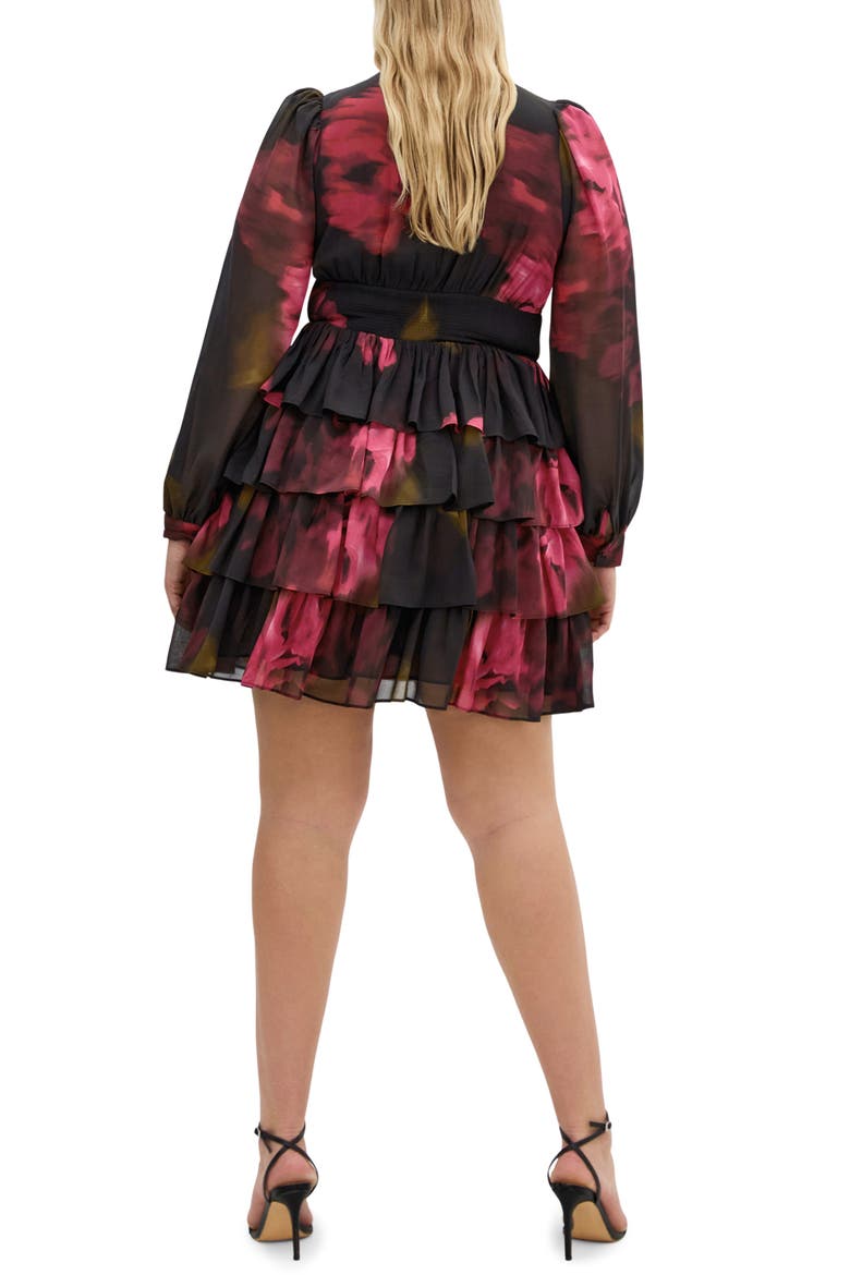 Kailey Long Sleeve Floral Print Minidress, Alternate, color, VIVID GARDEN