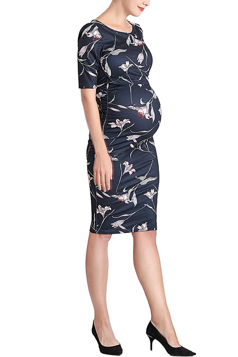 Beth Maternity/Nursing Midi Dress, Alternate, color, Navy