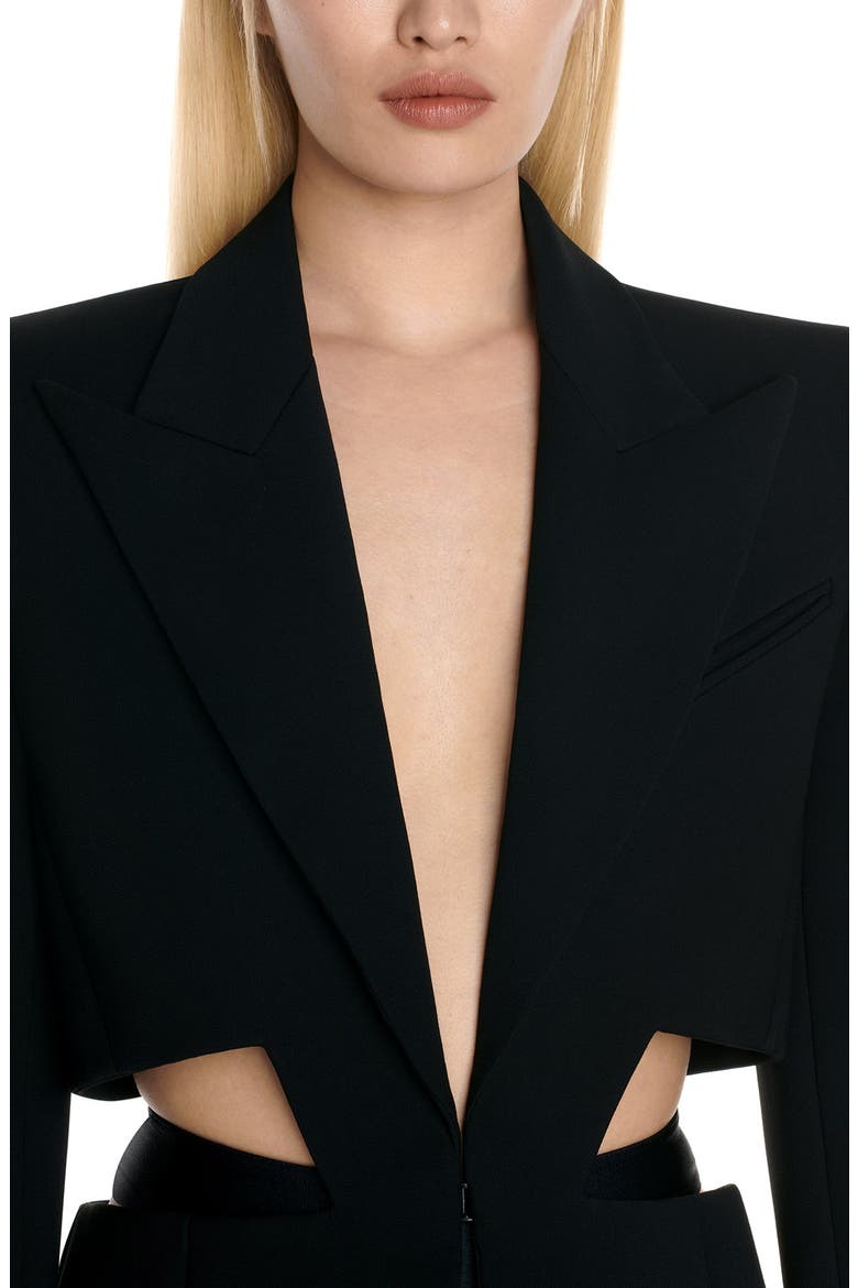 Cutout Wool Jacket, Alternate, color, BLACK
