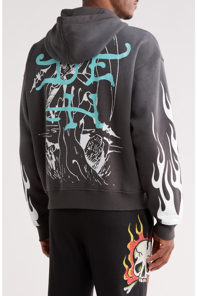 Panther Fleece Hoodie, Alternate, color, SUNFADE GREY