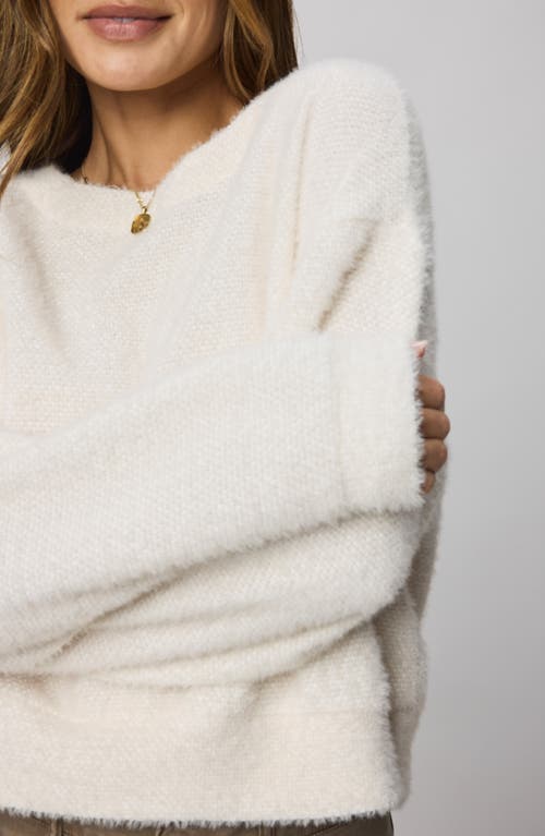 Splendid Fallon Fuzzy Crewneck Sweater In White