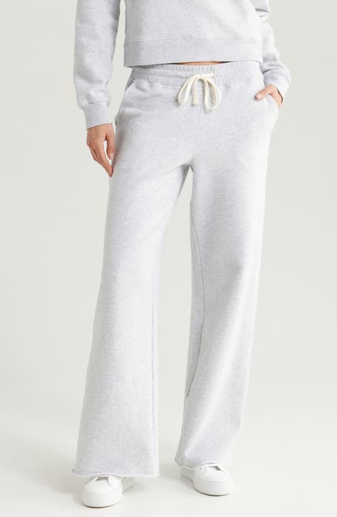 Cloud Nine Wide Leg Cotton Blend Fleece Drawstring Pants