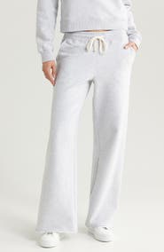Marine Layer Cloud Nine Wide Leg Cotton Blend Fleece Drawstring Pants