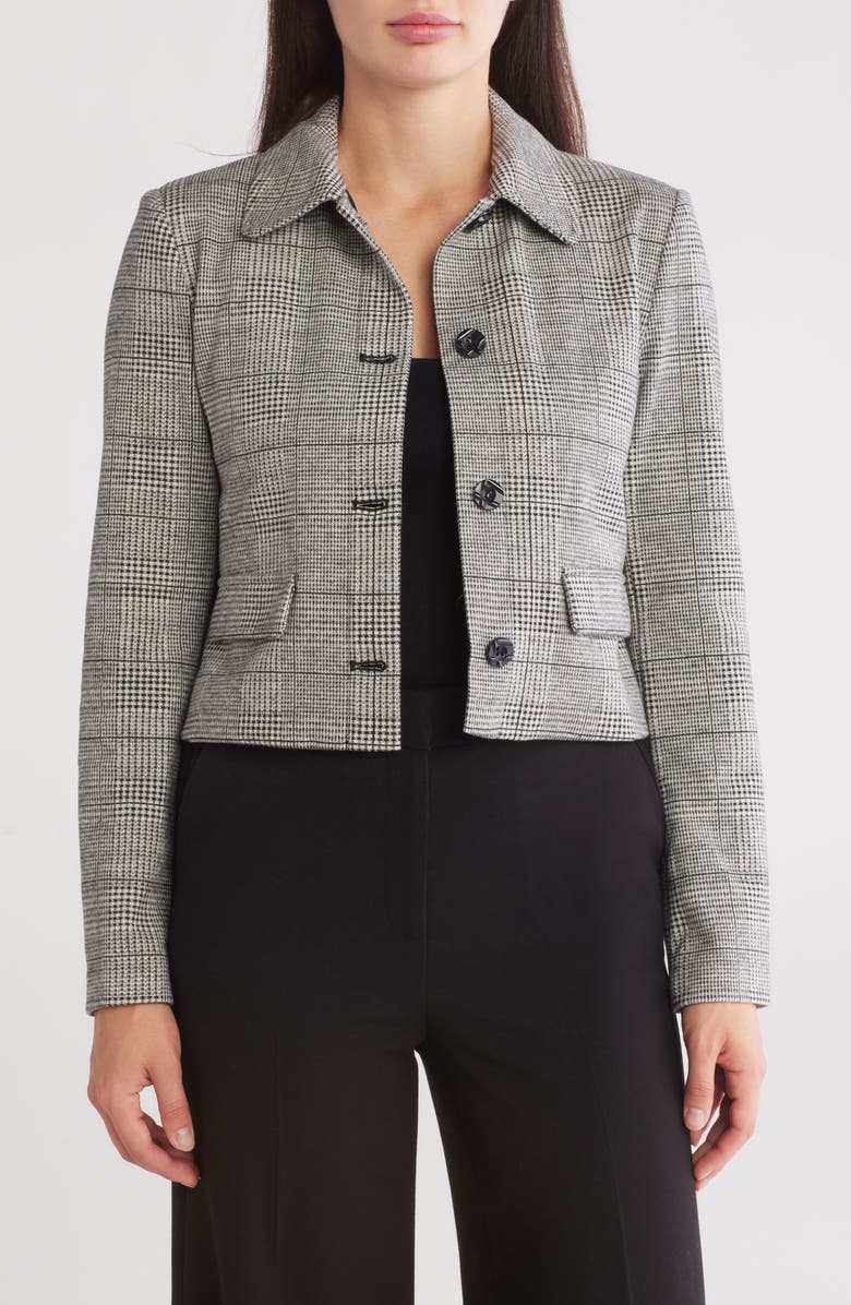 Amanda & Chelsea Plaid Knit Crop Jacket, Main, color, 