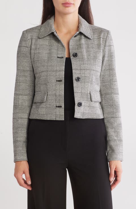 Plaid Knit Crop Jacket