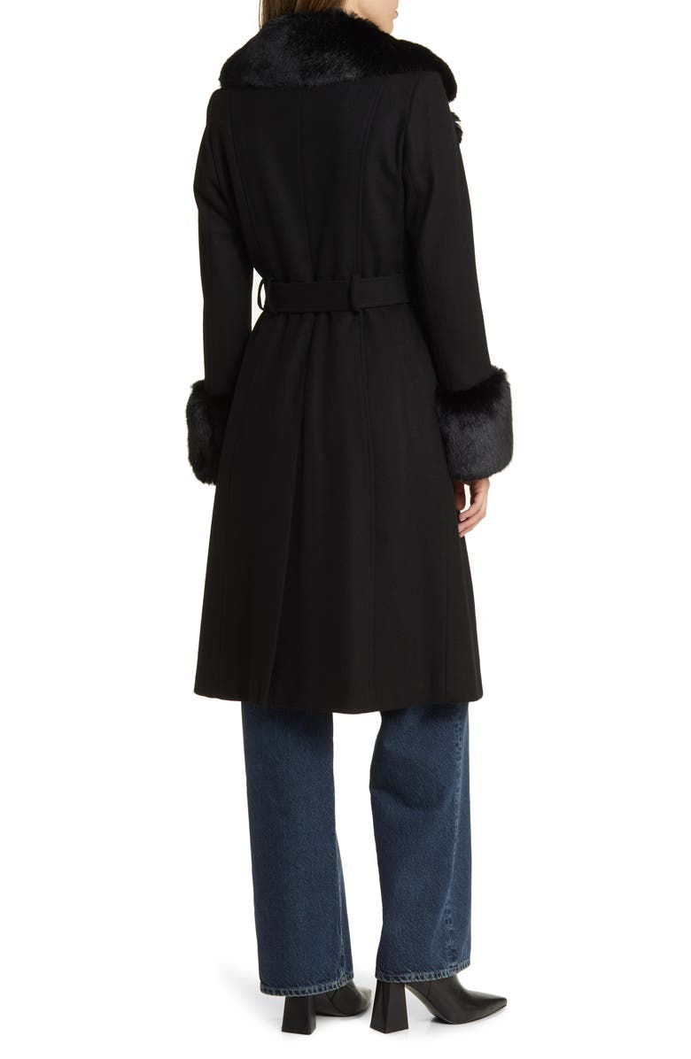 Via Spiga Wool Blend Belted Coat with Faux Fur Trim, Alternate, color,