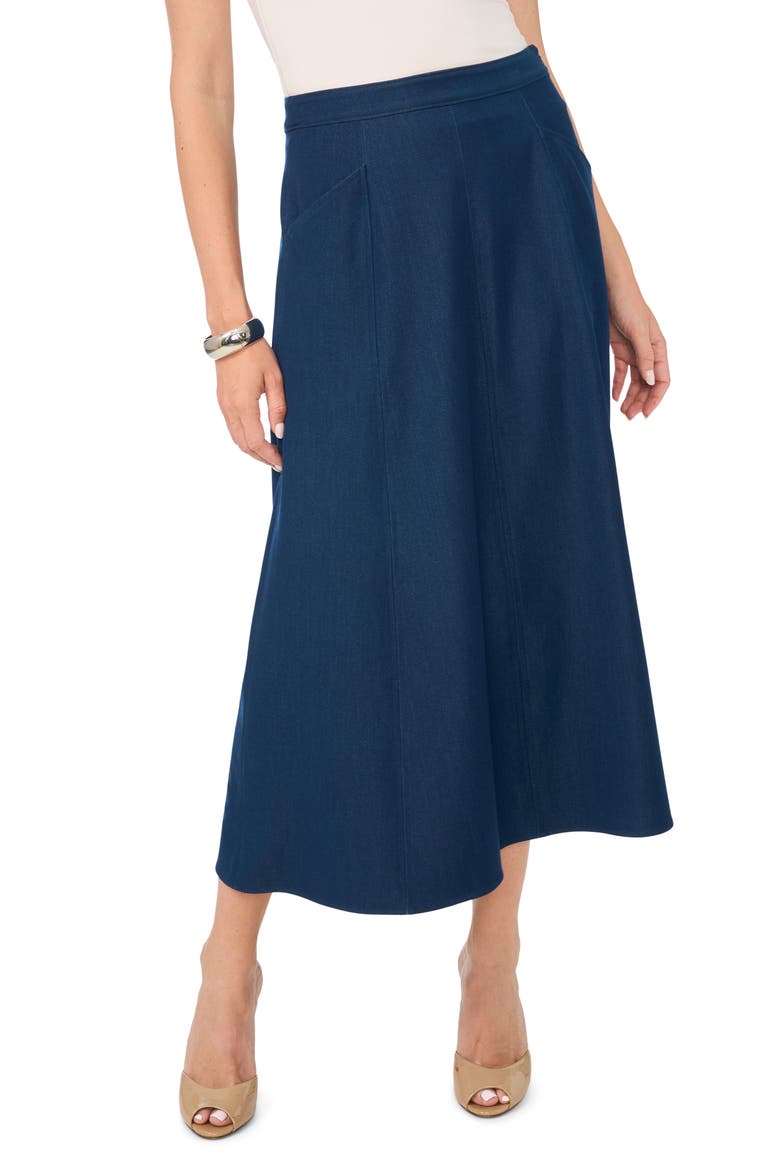 Seamed Midi Skirt, Main, color, INDIGO