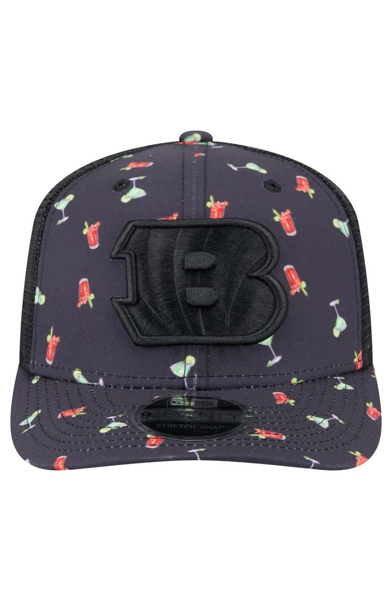 New Era Men's New Era Navy/Black Cincinnati Bengals Adventure Drinks Pattern 9SEVENTY Stretch-Snap Hat, Alternate, color, Navy