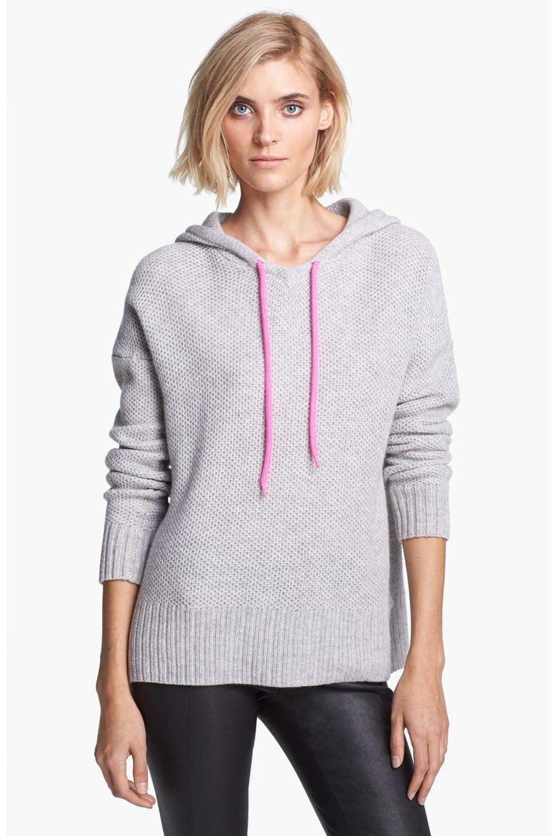 Honeycomb Stitch Cashmere Hoodie, Main, color, FOG/ SHOCK