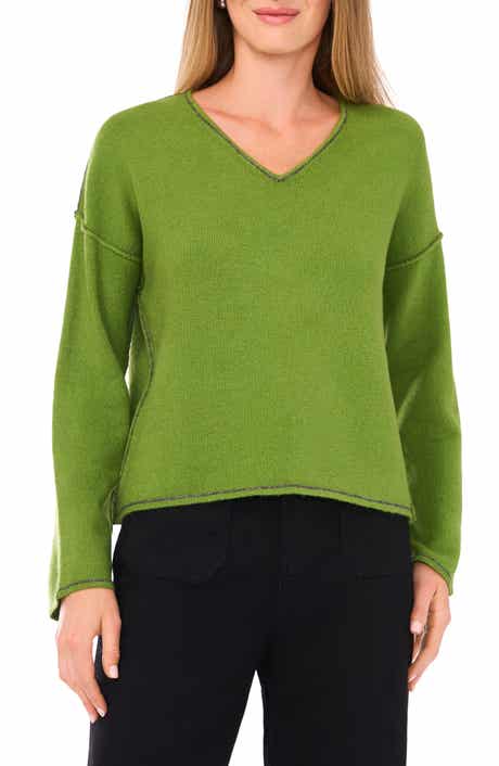 Vince Camuto Contrast Detail V-Neck Sweater
