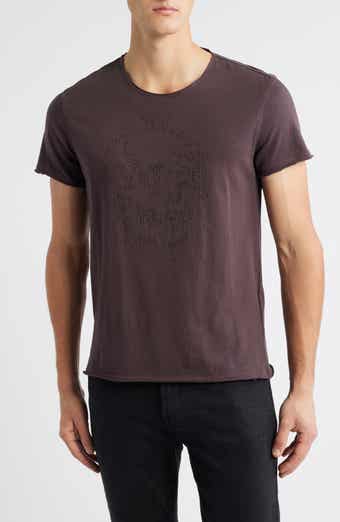 John Varvatos Beaded Skull Raw Edge Graphic Organic Cotton T-Shirt
