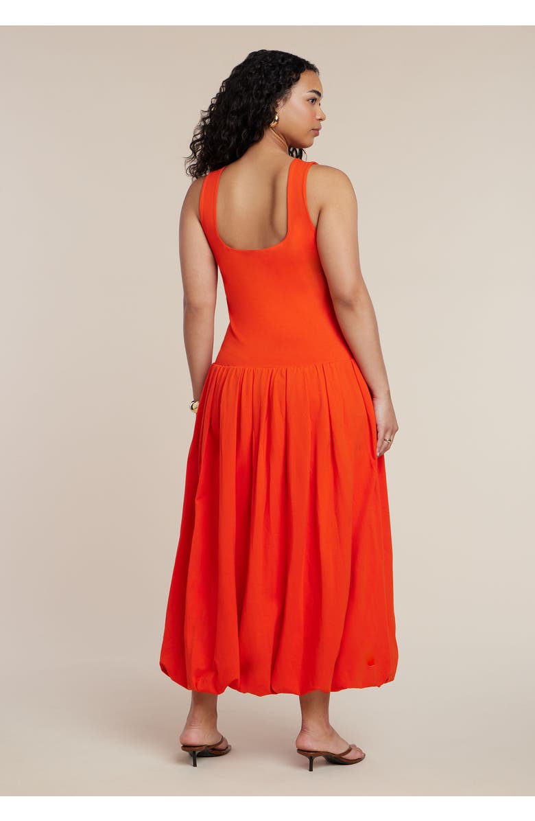 ELOQUII Drop-Waist Bubble Maxi Dress, Alternate, color, Deep Poppy