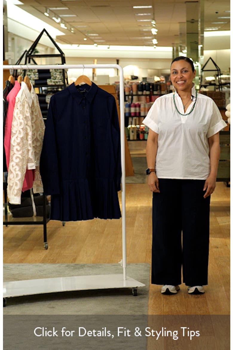 Pleated Long Sleeve Shirtdress video