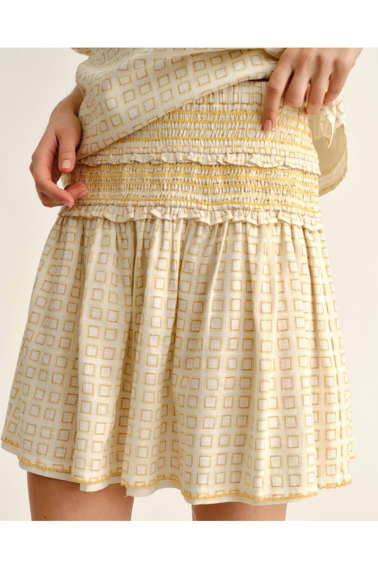 Kylie Linen Mini Skirt, Alternate, color, Seaglass Print-Yellow