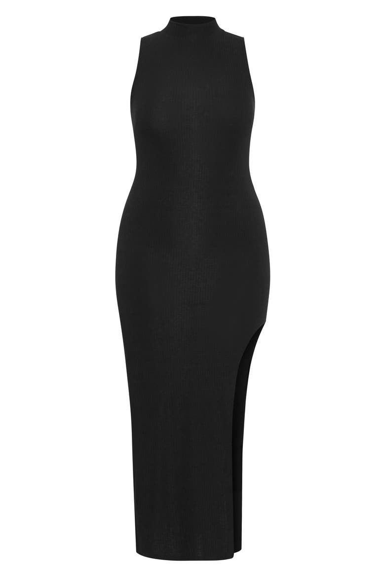 Celine Athena Sleeveless Rib Body-Con Dress, Alternate, color, BLACK