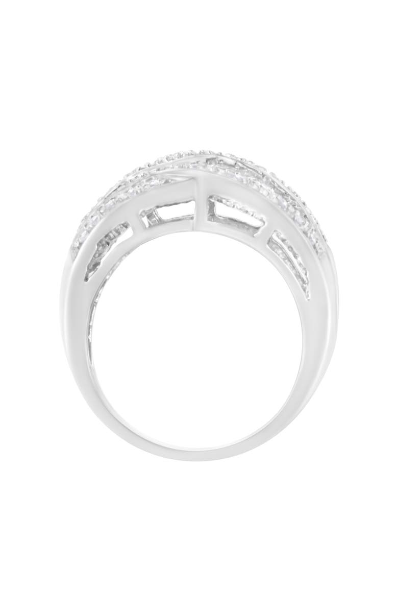 Haus of Brilliance Silver 1.0 Cttw Round and Baguette Diamond Cross-over Ring Band, Alternate, color, Silver