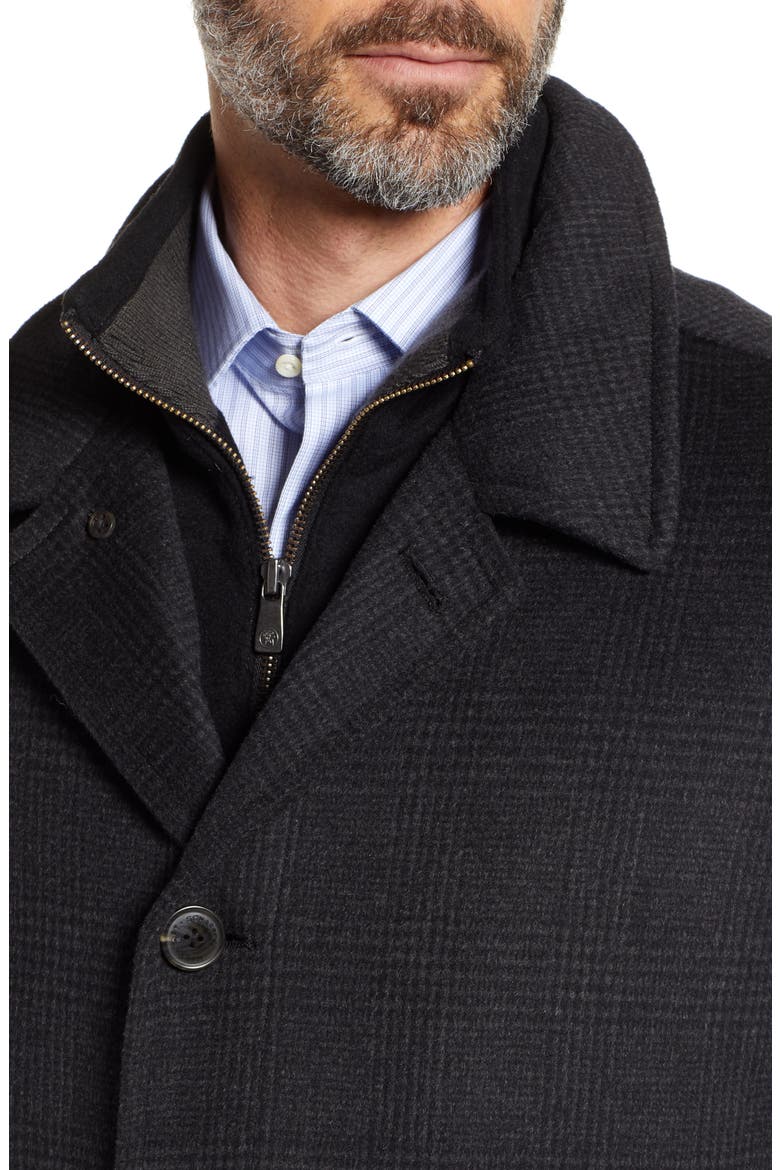 MacBeth Wool Blend Car Coat with Bib, Alternate, color, CHARCOAL PLAID