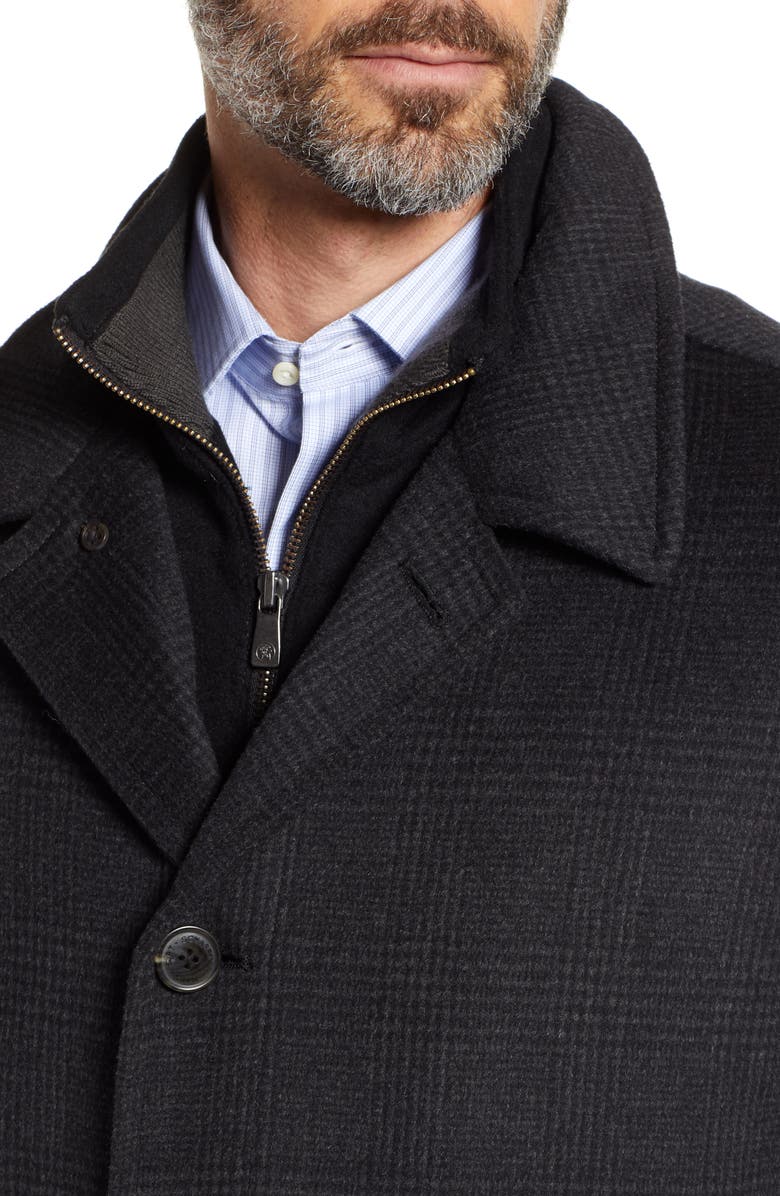 Hart Schaffner Marx MacBeth Wool Blend Car Coat with Bib, Alternate, color, Charcoal Plaid