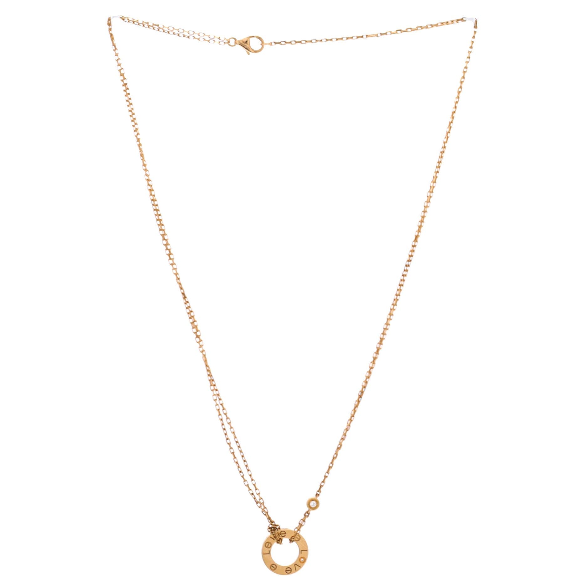 2 Diamonds Love Pendant Necklace 18K Yellow Gold and Diamonds, Alternate, color, Metallic Gold