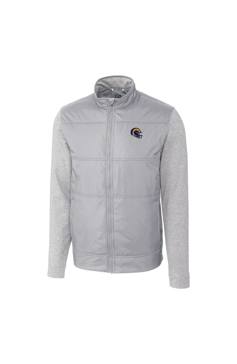 Cutter & Buck Men's Cutter & Buck  Gray Los Angeles Rams Helmet Stealth Hybrid Quilted Full-Zip Windbreaker Jacket, Alternate, color, 