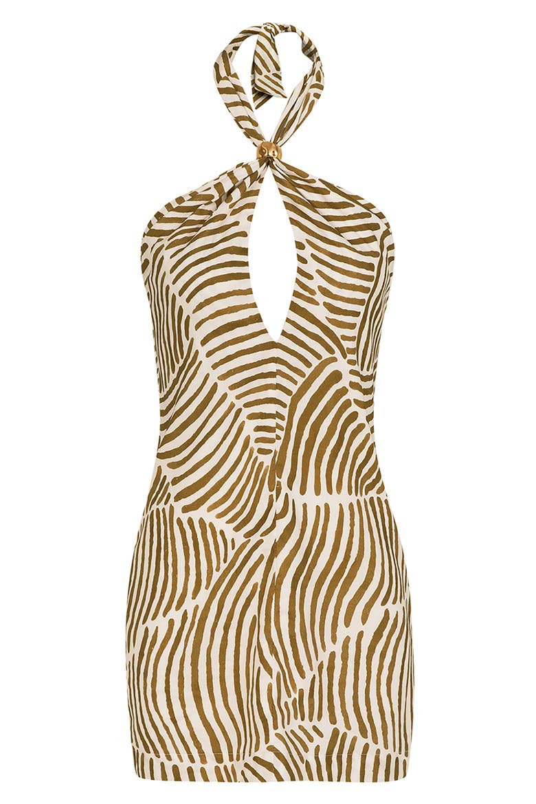 Aster Linen & Cotton Cover-Up Halter Minidress, Alternate, color, MULTI