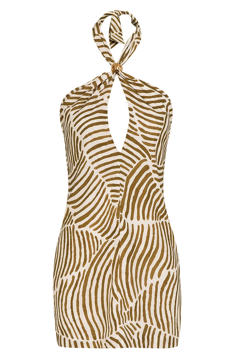 ViX Paula Hermanny Aster Linen & Cotton Cover-Up Halter Minidress, Alternate, color, Multi