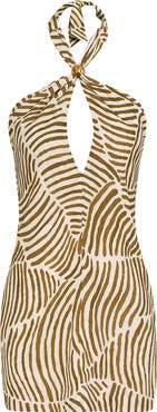 ViX Paula Hermanny Aster Linen & Cotton Cover-Up Halter Minidress