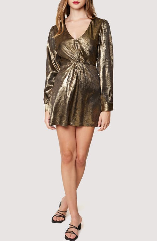 Lost + Wander Heart of Gold Long Sleeve Minidress in Black Gold 