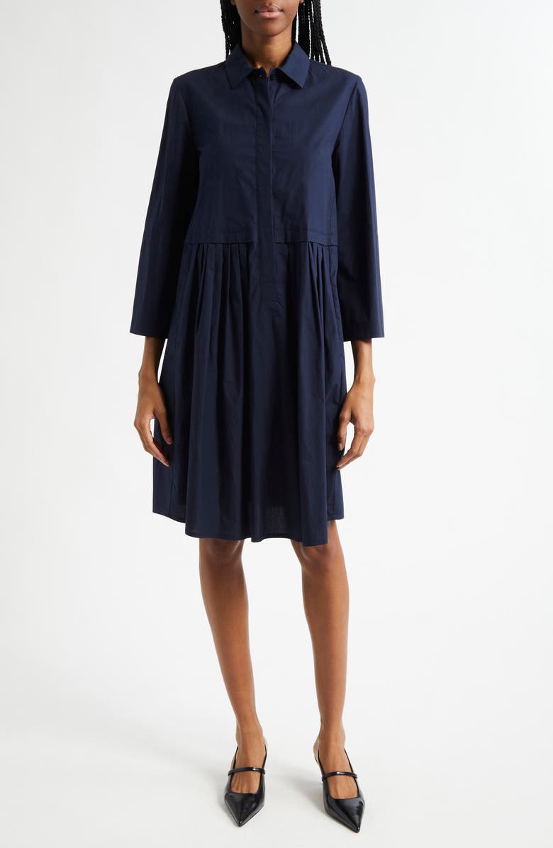Emporio Armani Cotton Poplin Shirtdress, Main, color, Solid Dark Blue