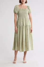 AUGUST SKY Floral Embroidered Maxi Dress