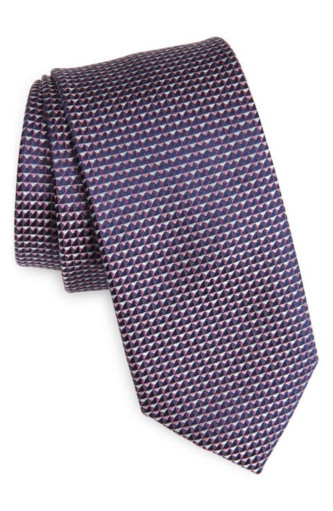 Langley Geometric Pattern Silk Jacquard Tie