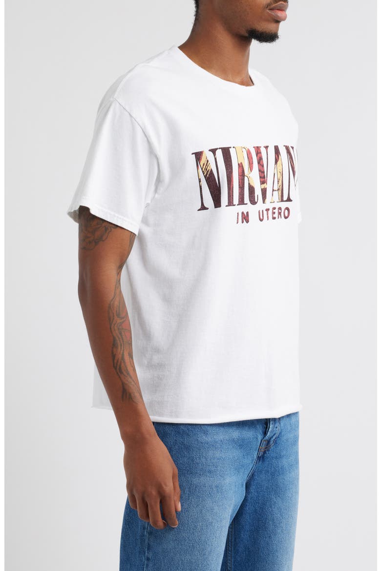 Nirvana In Utero Oversize Crop Cotton Graphic T-Shirt, Alternate, color, WHITE OVERDYE TEE