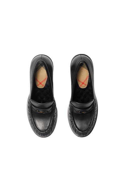 Burberry Leather Cadet Heeled Loafers In Black