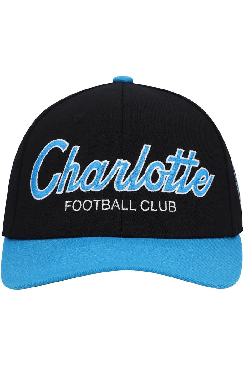 Men's Mitchell & Ness Black Charlotte FC Team Script 2.0 Stretch Snapback Hat, Alternate, color, Black