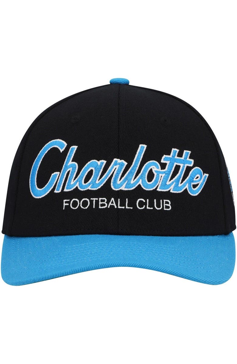 Mitchell & Ness Men's Mitchell & Ness Black Charlotte FC Team Script 2.0 Stretch Snapback Hat, Alternate, color, Black