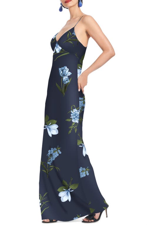 Sachin & Babi Alta Floral A-line Gown In Night Sky Blue Oculata
