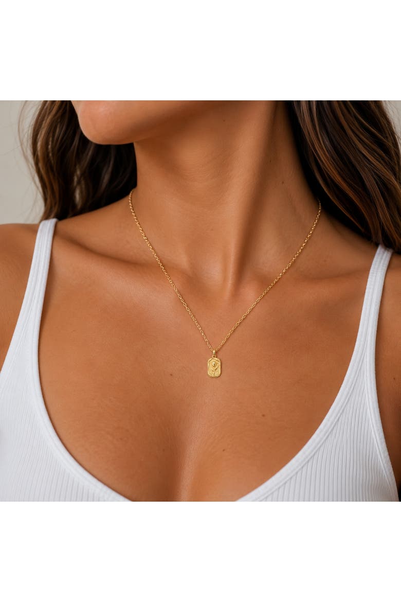 Gold-Tone Dainty Rose Necklace, Alternate, color, Gold