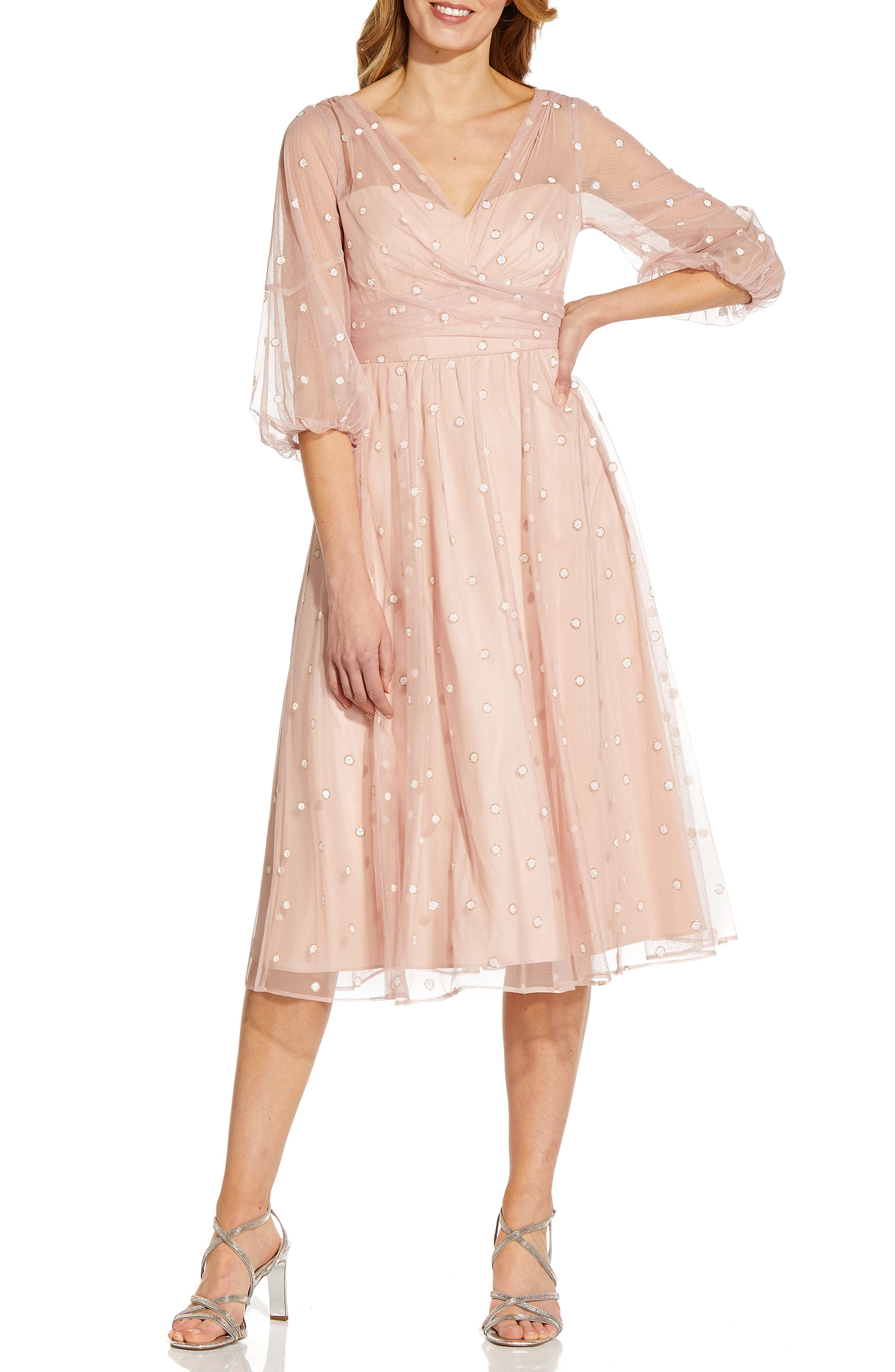 adrianna papell glitter tulle dress Fit & Flare (Women) Dresses Visibility DEC
