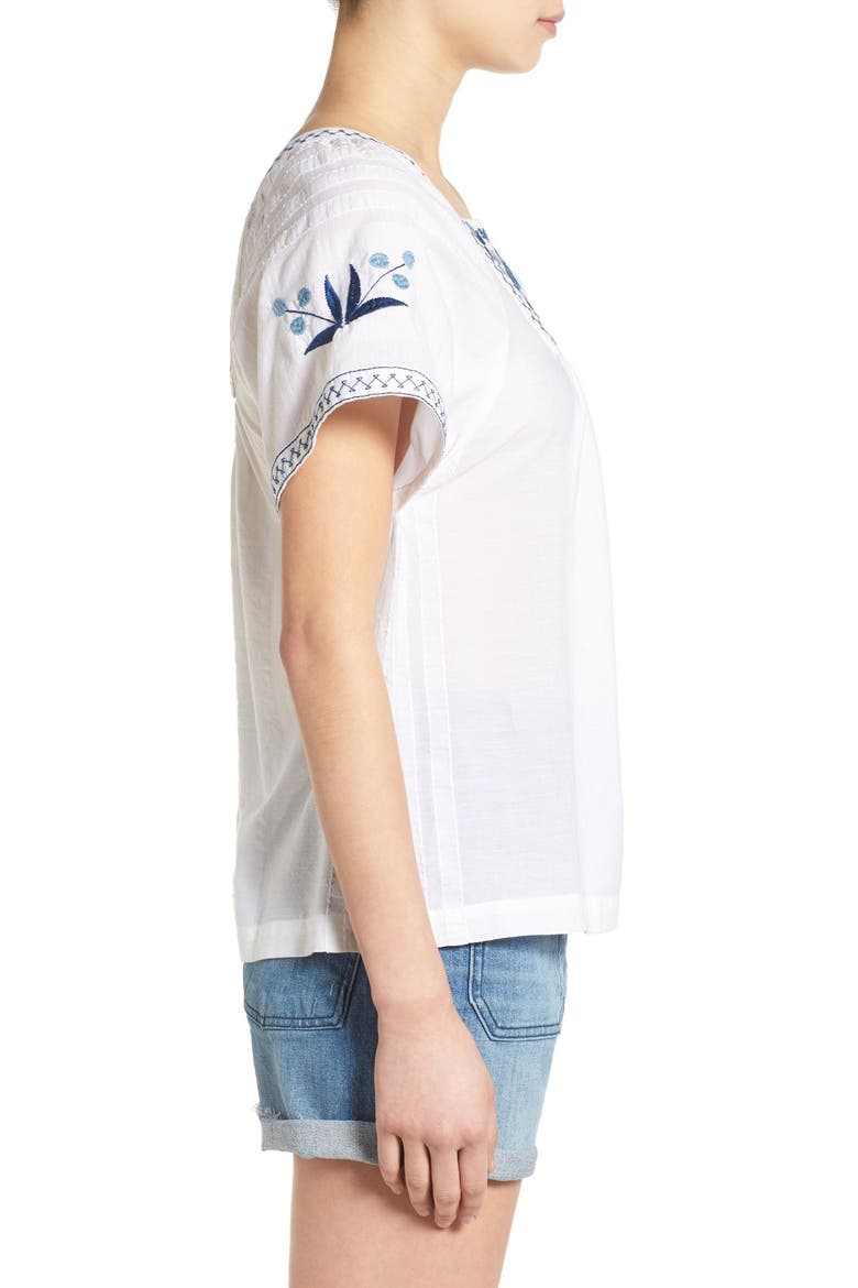 Embroidered Short Sleeve Peasant Top, Alternate, color, EYELET WHITE