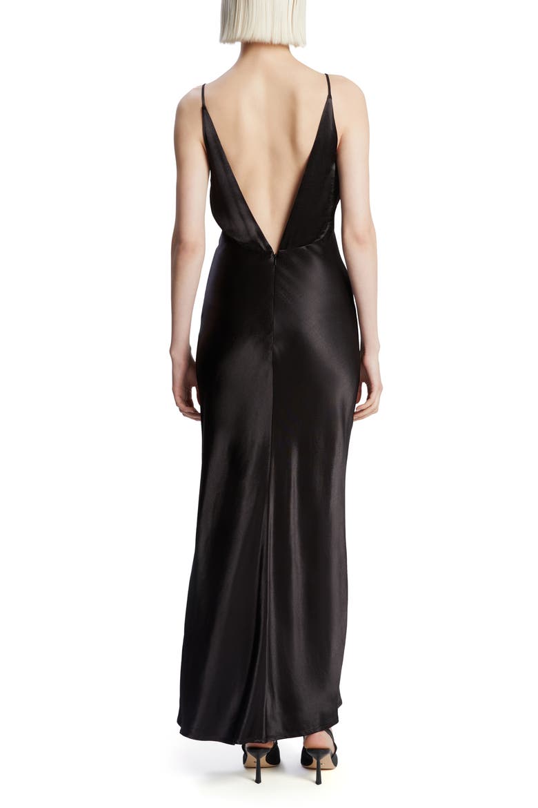 Capri Satin Cocktail Slipdress, Alternate, color, BLACK