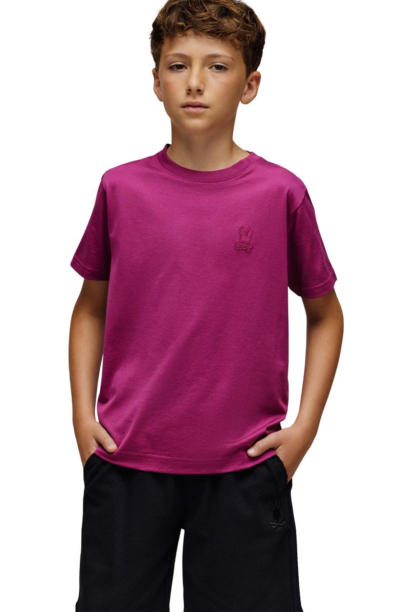 Psycho Bunny Kids' James Pima Cotton T-Shirt, Alternate, color, Boysenberry